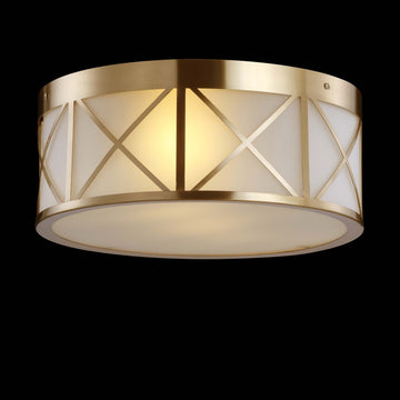 Cadence Drum Metal/Glass Flush Mount - JONATHAN Y